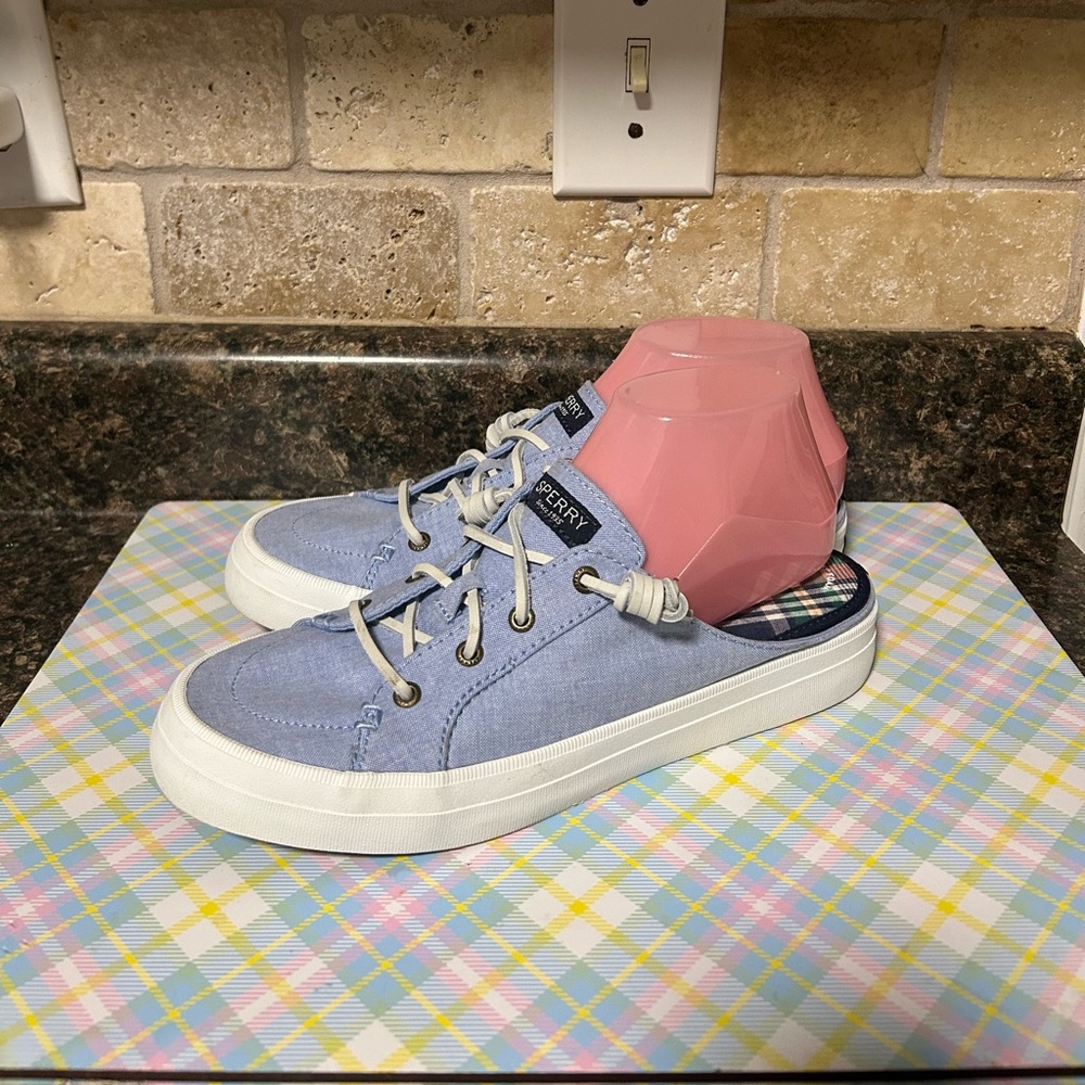 Women's Sperry Top-Sider Crest Vibe Sneaker Mule Blue Canvas size 9
